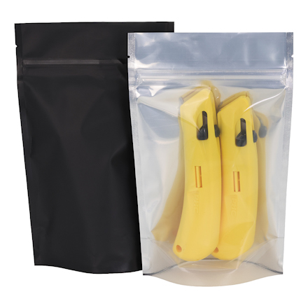 7 x 11 <span class='fraction'>1/2</span> x 4", Black Back - Matte Stand-Up Barrier Pouches